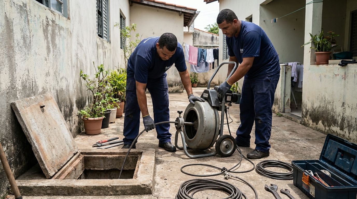 Desentupimento de Coluna Sanitária no Iguacu Velho, Nova Iguaçu‑RJ