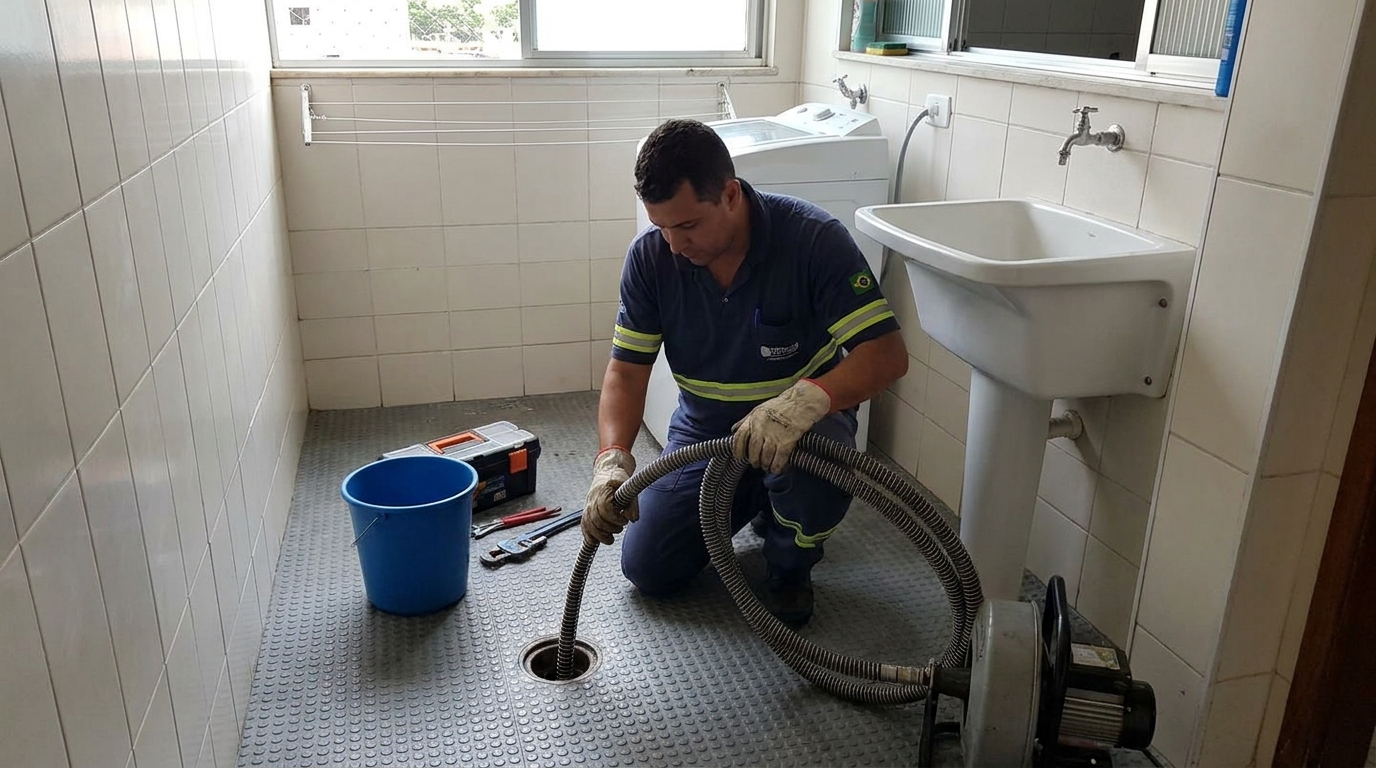 Desobstrução na Cozinha no Carlos Sampaio, Nova Iguaçu‑RJ