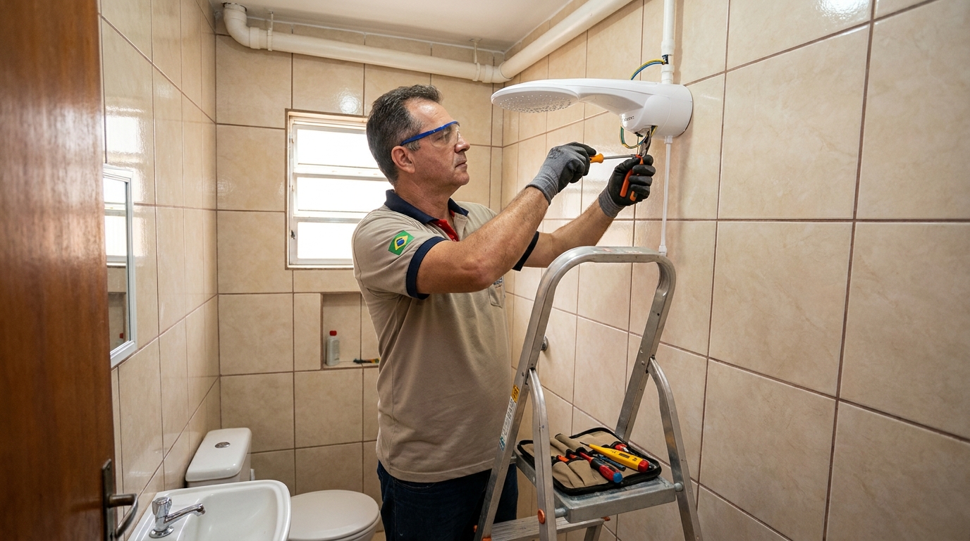 Substituição de Chuveiro Antigo no Engenho Pequeno, Nova Iguaçu‑RJ